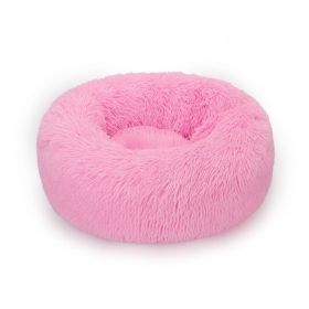 Dog Bed Super Soft Washable Long Plush Pet Kennel Deep Sleep Dog House Velvet Mats Sofa For Dog Basket Pet Cat Bed (Option: Pink-60cm)