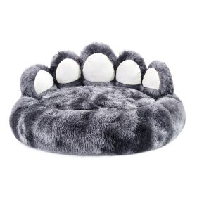 Cute Dog Bear Paw Shape Dog Bed, Dog Beds & Furniture For Small And Medium Dogs, Cozy Plush Cute Cat Beds For Indoor Cats (Option: Tiedye dark gray-26inch)
